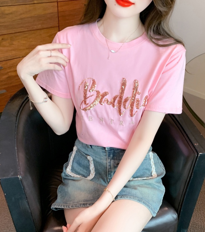 Fashion loose T-shirt letters pullover tops for women