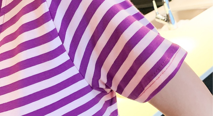 Short sleeve summer T-shirt stripe tops for women