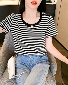 Short sleeve summer T-shirt stripe tops for women
