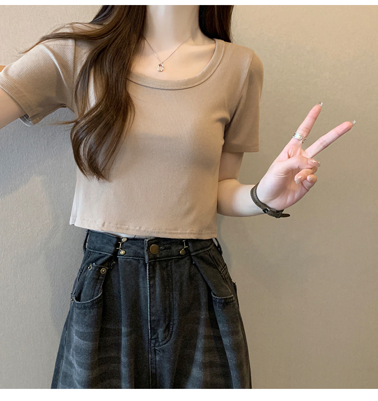 Short sleeve short tops Korean style T-shirt for women
