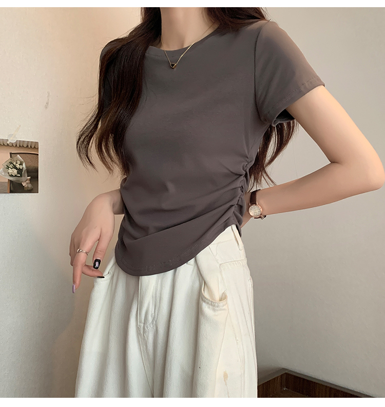 Summer round neck T-shirt short sleeve Korean style tops