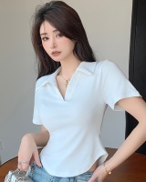 White short sleeve slim T-shirt for women