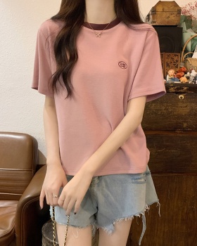 Round neck tops mixed colors T-shirt for women