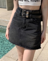 Summer denim short skirt basis retro belt