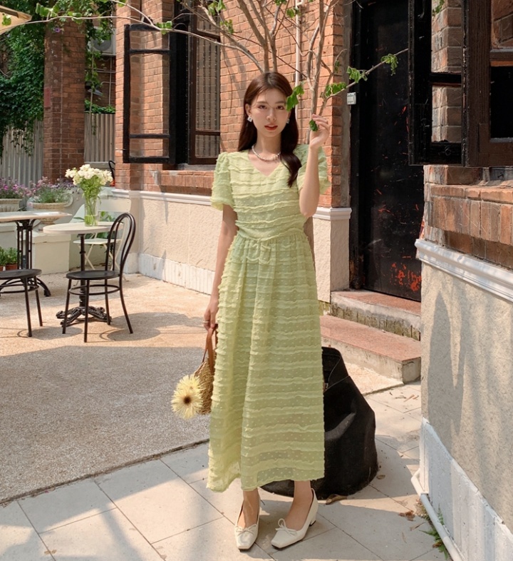 High waist slim lace pure summer stereoscopic long dress