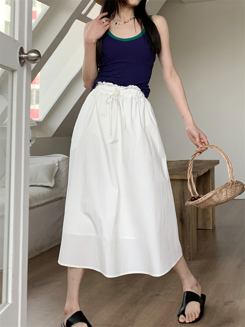 Cotton elastic waist spring France style skirt for women