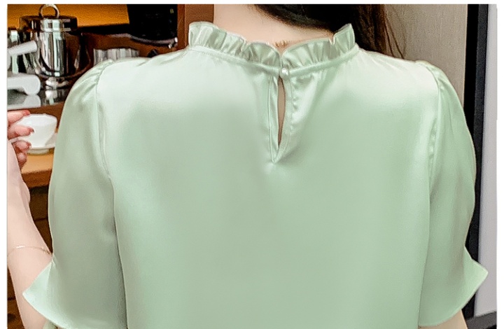 Satin real silk tops fashion short sleeve shirt