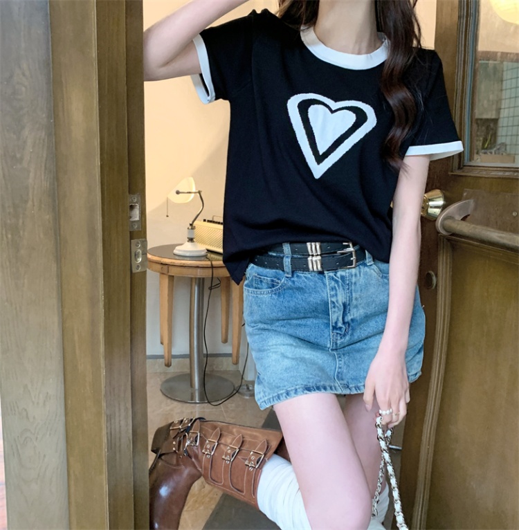 Slim all-match heart tops loose summer T-shirt