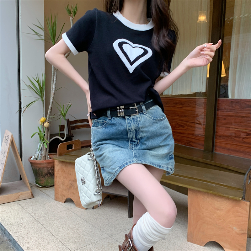 Slim all-match heart tops loose summer T-shirt