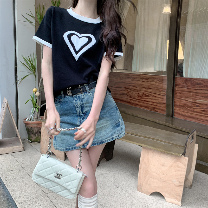 Slim all-match heart tops loose summer T-shirt