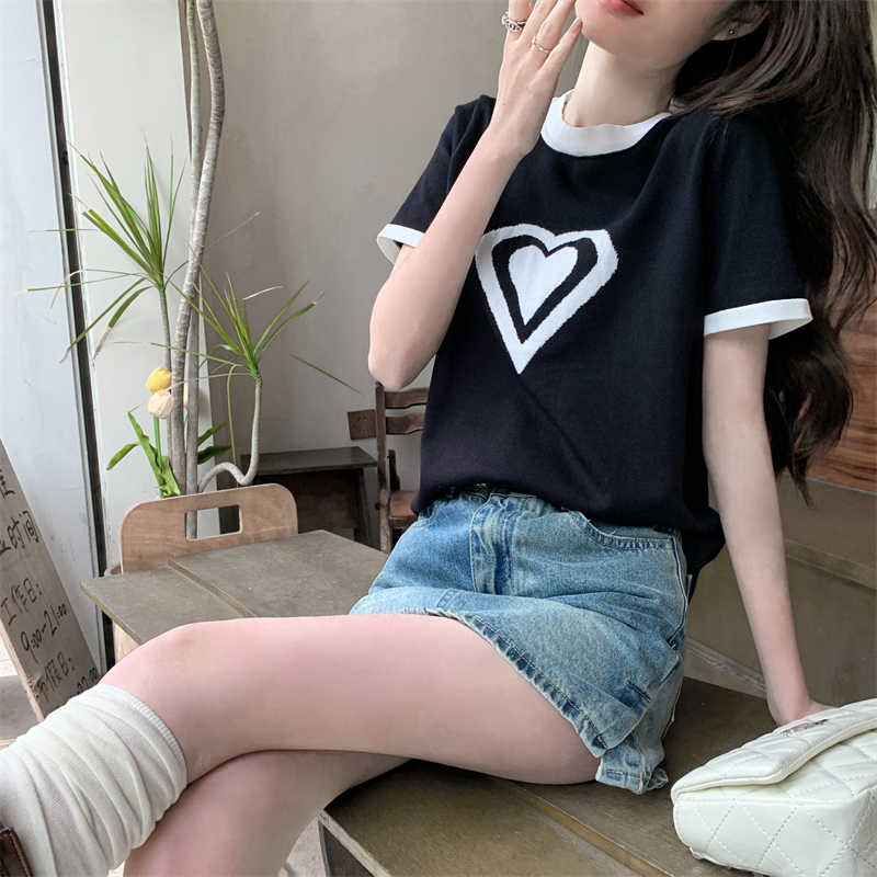 Slim all-match heart tops loose summer T-shirt