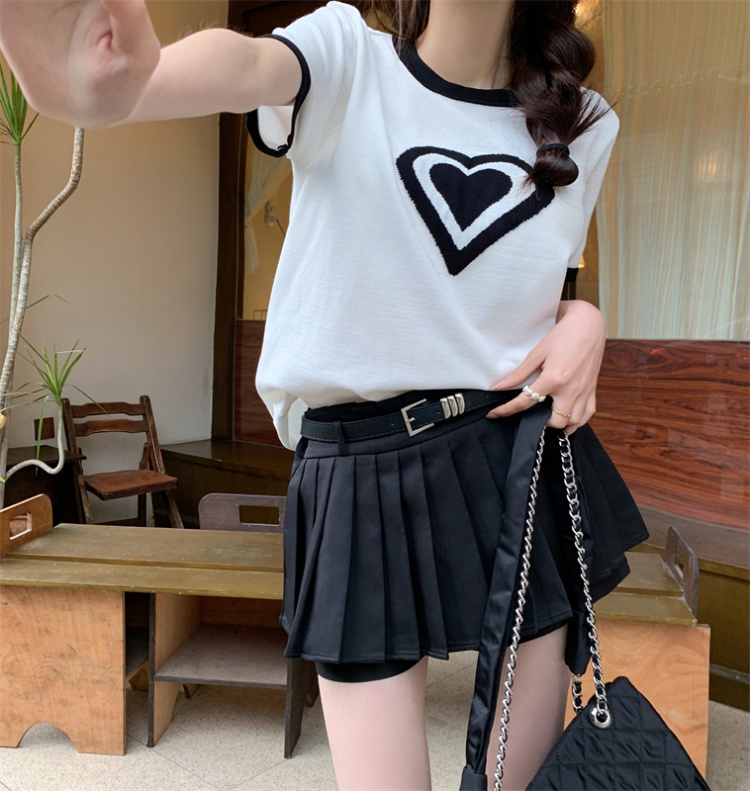 Slim all-match heart tops loose summer T-shirt