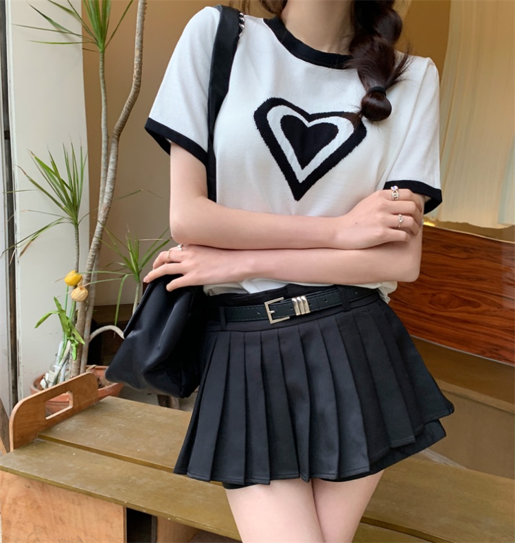 Slim all-match heart tops loose summer T-shirt