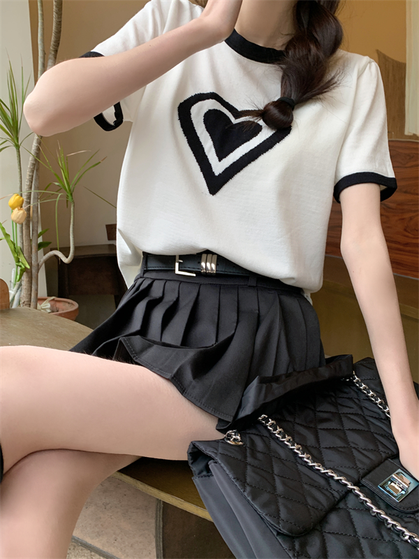 Slim all-match heart tops loose summer T-shirt