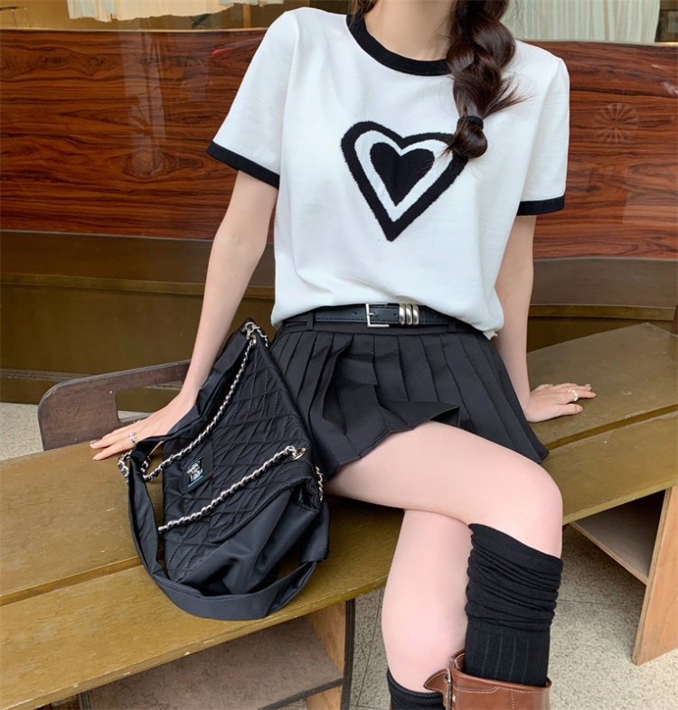 Slim all-match heart tops loose summer T-shirt