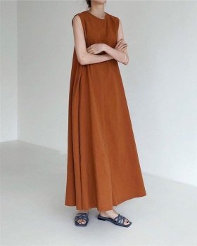 Loose summer Korean style long sleeveless dress for women