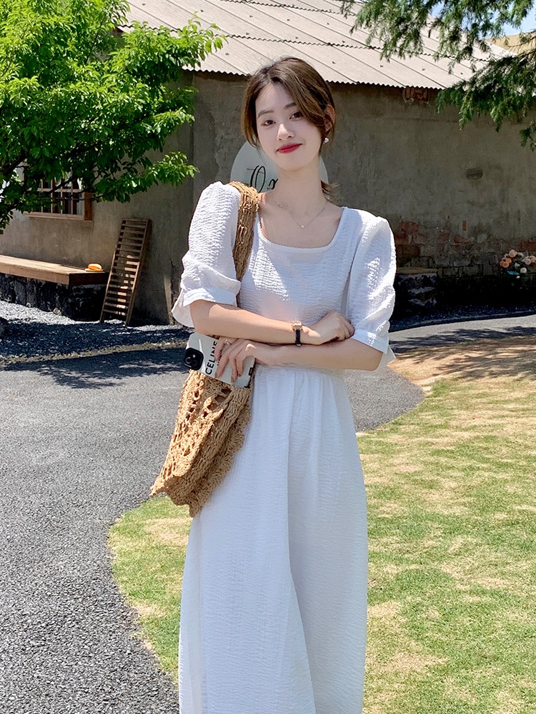 Slim Korean style dress high waist long dress for women