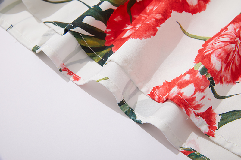 Sling stereoscopic printing summer rose chest pad skirt 2pcs set