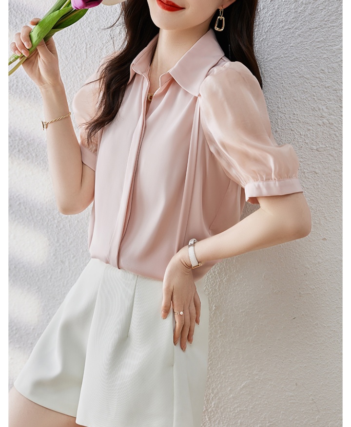 Summer satin shirt all-match Korean style tops for women