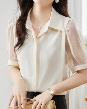 Summer satin shirt all-match Korean style tops for women