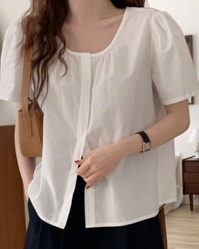 Korean style Casual puff sleeve tops all-match summer shirt
