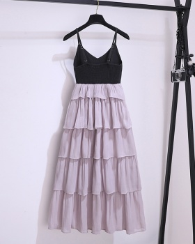 Spring and summer dress mixed colors strap dress