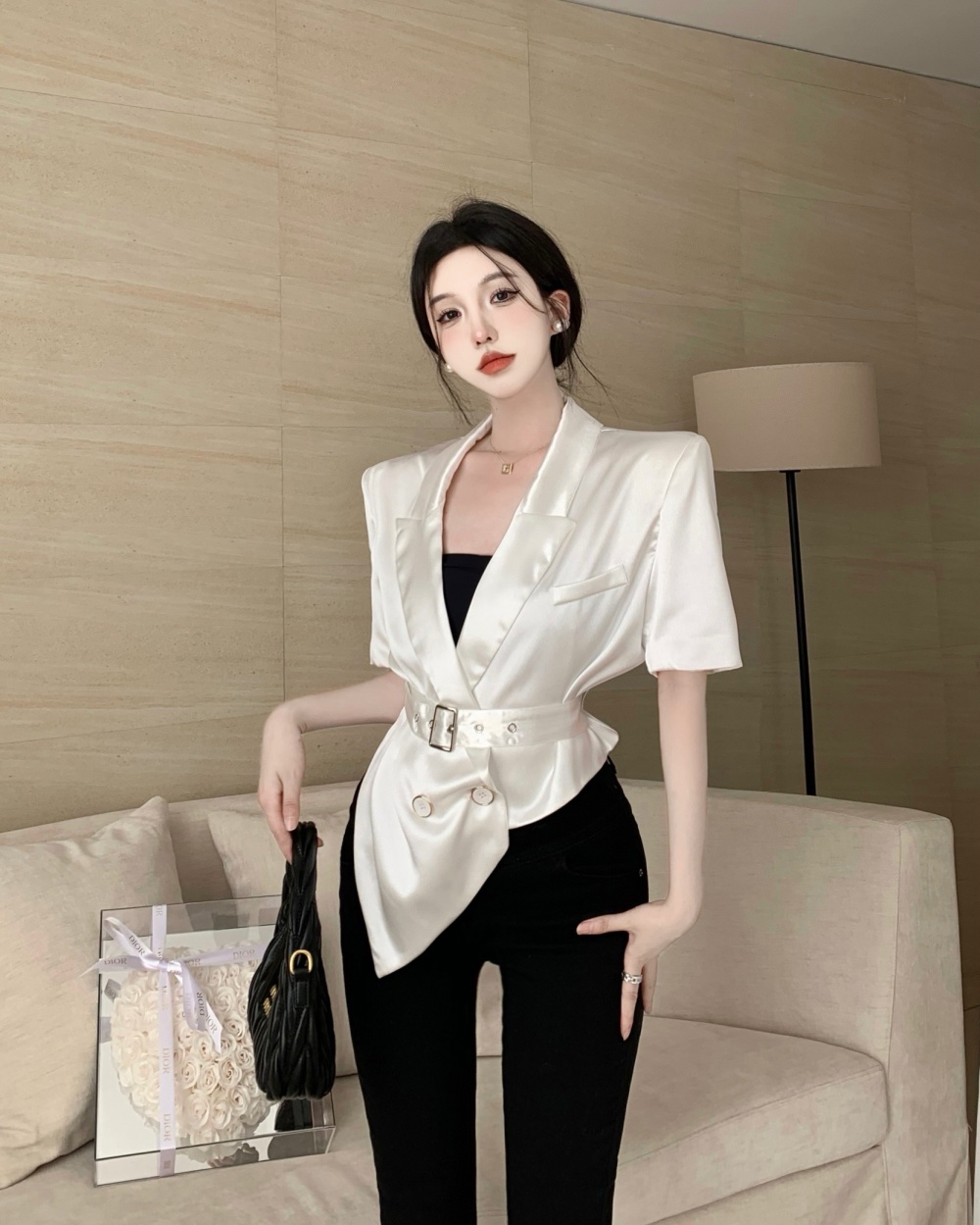 Korean style thin business suit irregular coat