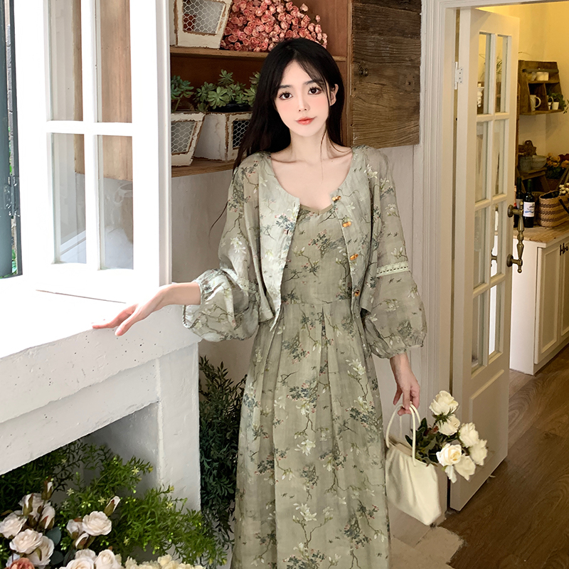 Large yard all-match Korean style dress 2pcs set