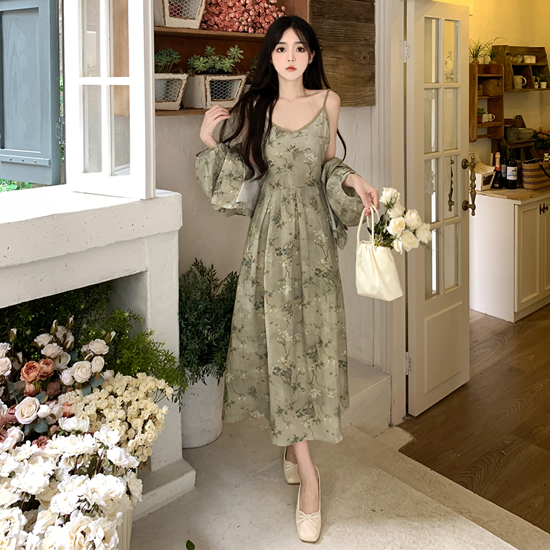 Large yard all-match Korean style dress 2pcs set