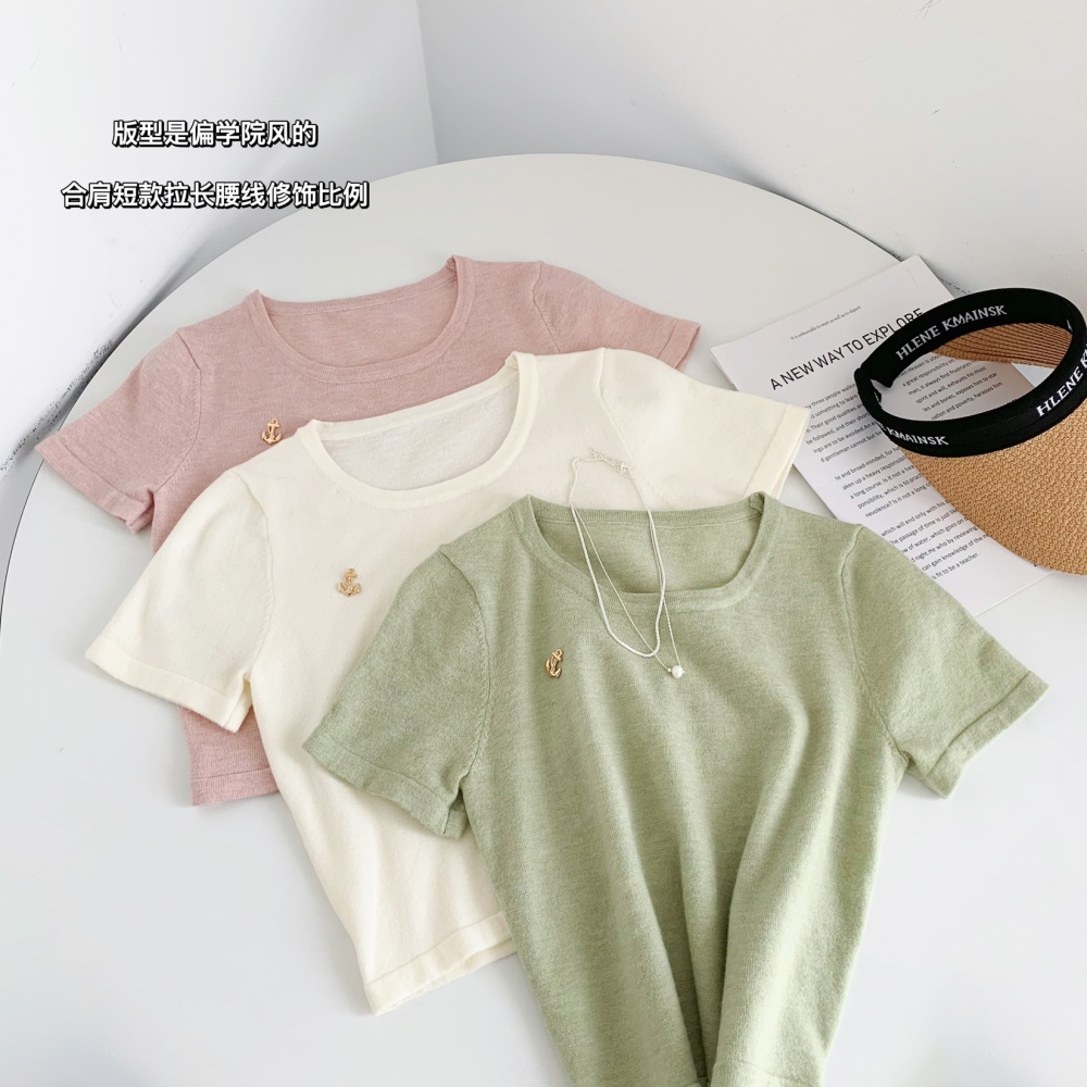 Cotton summer slim sweetheart colors T-shirt for women