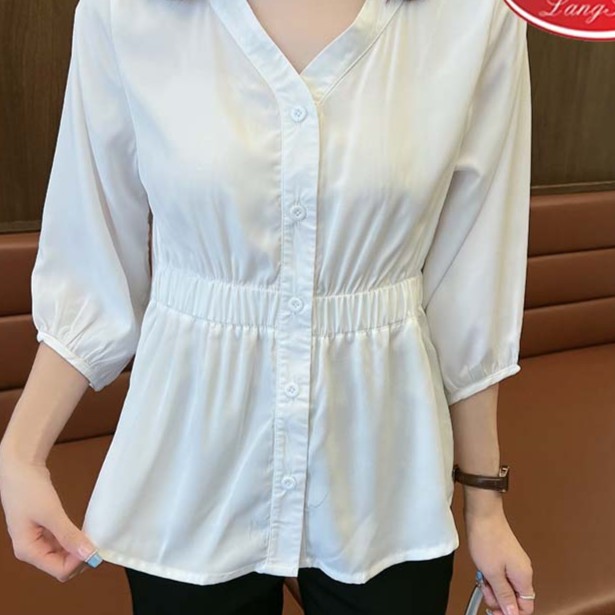 Summer tops short sleeve chiffon shirt for women