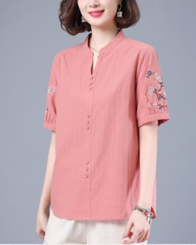 Middle-aged summer tops Western style Casual T-shirt