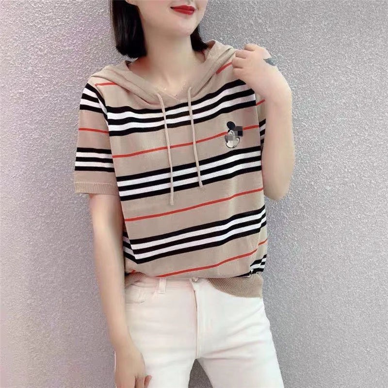 Summer short T-shirt hooded short sleeve tops for women