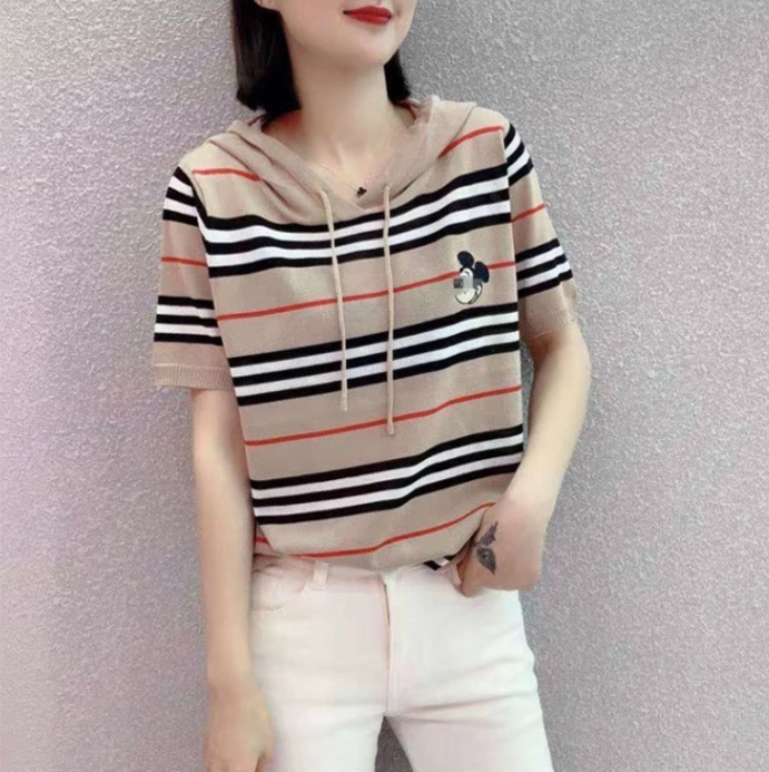 Summer short T-shirt hooded short sleeve tops for women