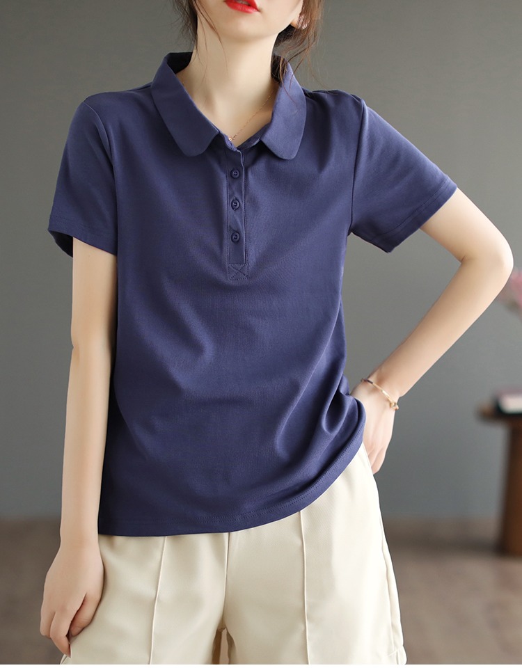 Short sleeve lapel T-shirt summer pure cotton shirts