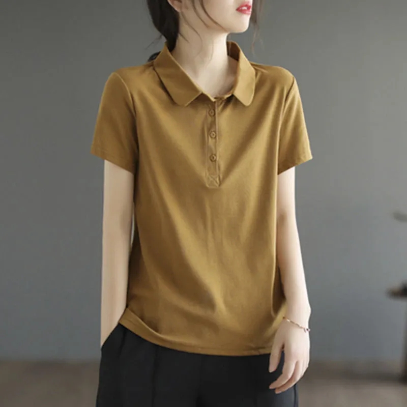 Short sleeve lapel T-shirt summer pure cotton shirts