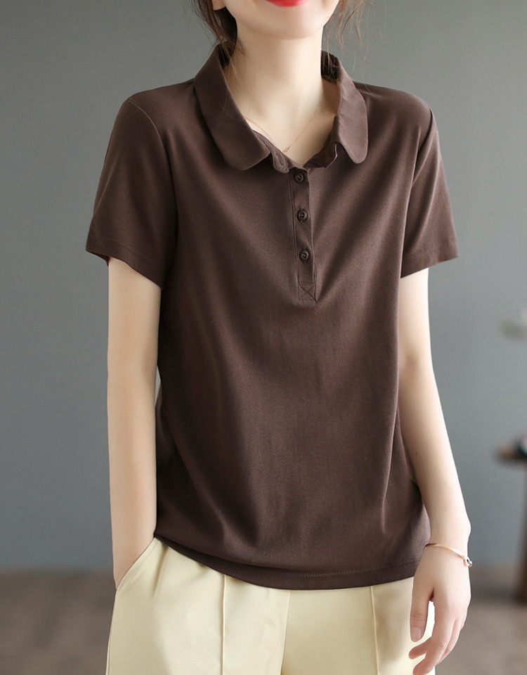 Short sleeve lapel T-shirt summer pure cotton shirts