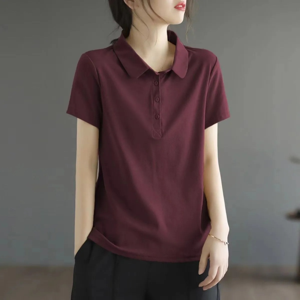 Short sleeve lapel T-shirt summer pure cotton shirts