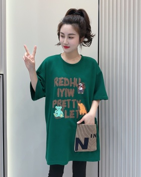 Large pockets loose printing summer T-shirt for women