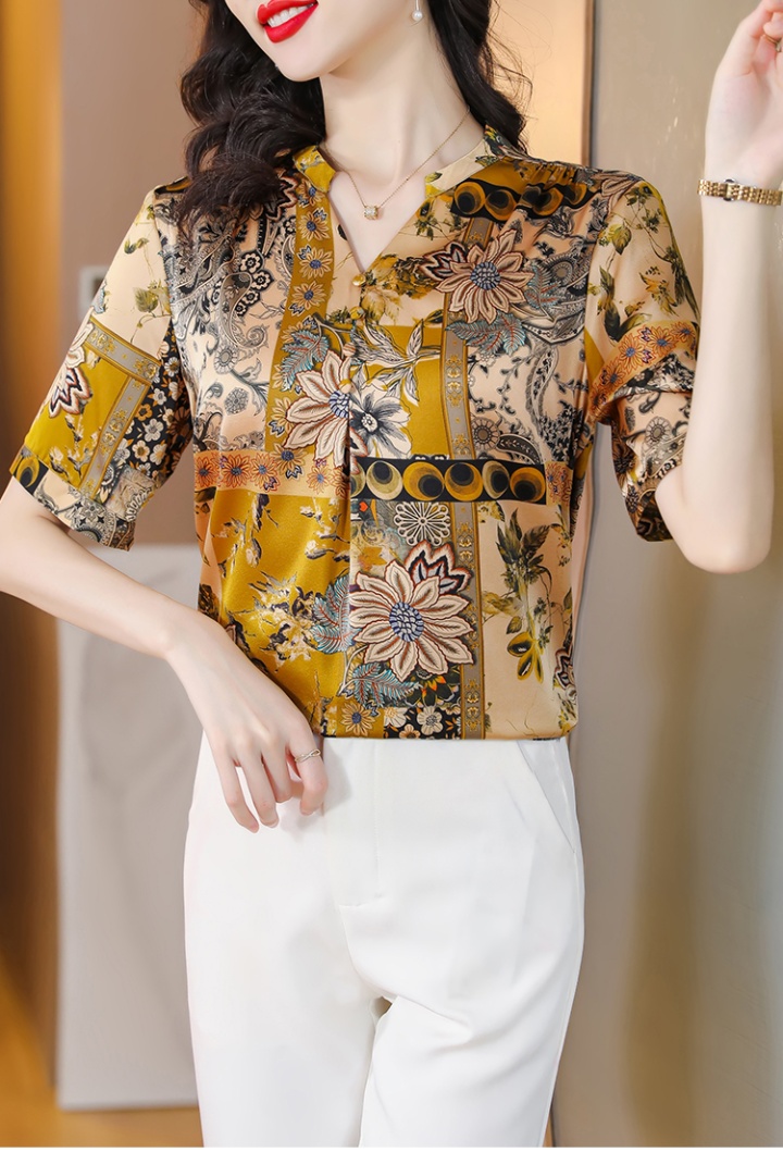 Middle-aged silk small shirt Western style tops for women