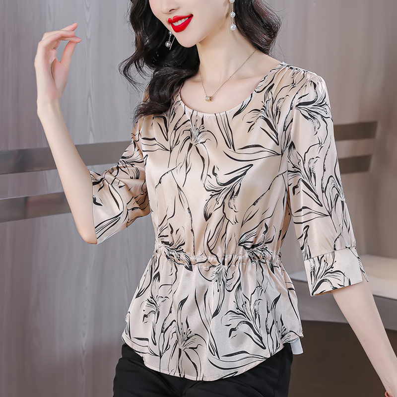 Slim small shirt pinched waist tops for women