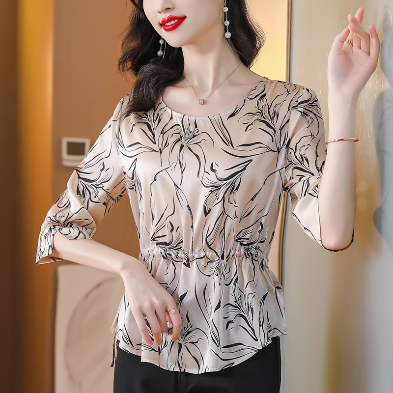 Slim small shirt pinched waist tops for women