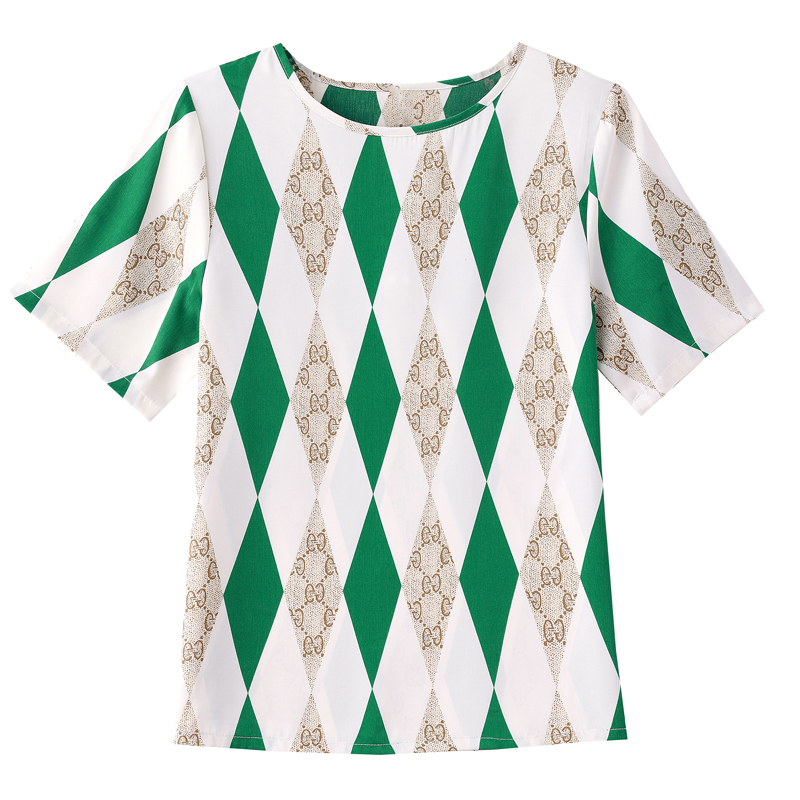 Summer small shirt imitation silk T-shirt for women
