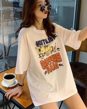 Letters spring and summer tops white loose T-shirt for women