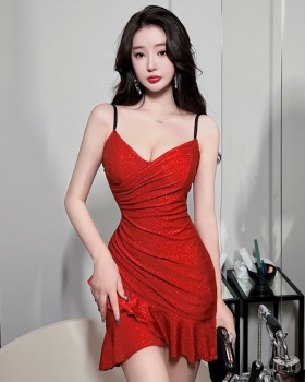 Liangsi slim strap dress sexy V-neck formal dress for women