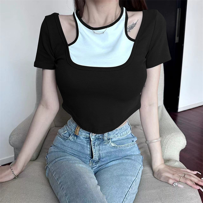 Short short sleeve tops unique sexy small shirt for women