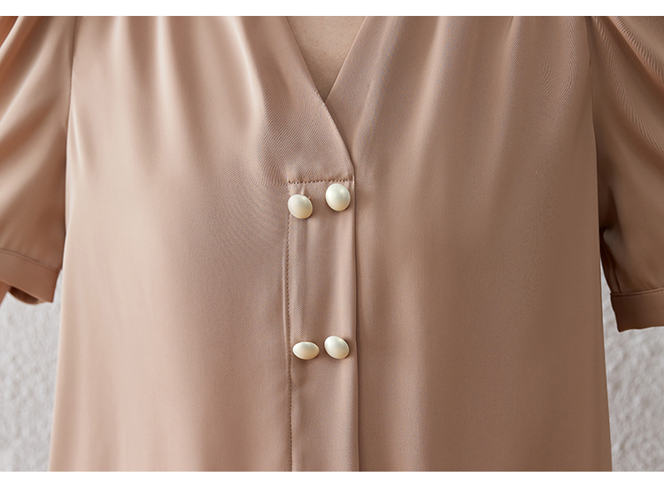 V-neck summer tops all-match satin shirt