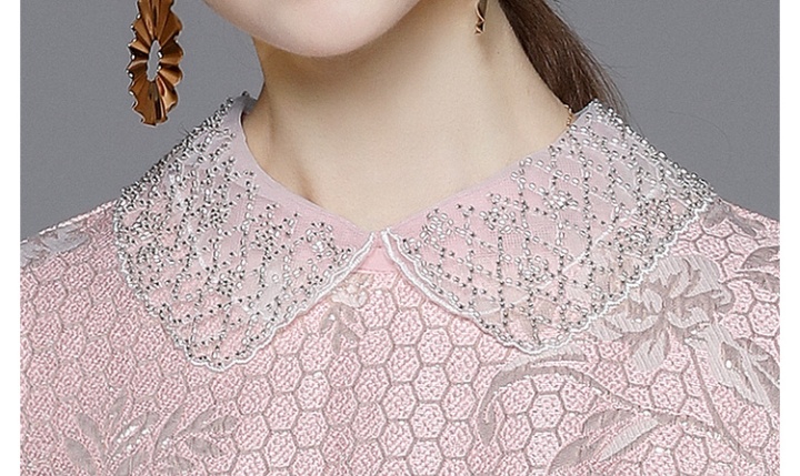 Jacquard splice fashion and elegant doll collar beading dress