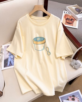 Short sleeve large yard pure cotton T-shirt for women