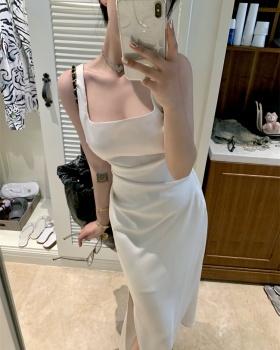 Summer France style slim sling white long dress
